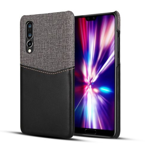 Etui en PU épissure du tissu avec porte-cartes noir pour Huawei P30