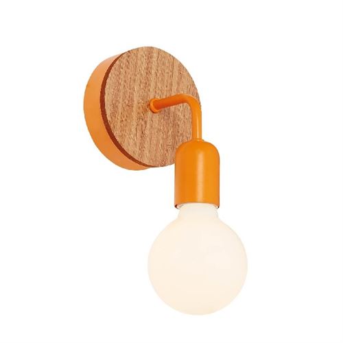 HOMEMANIA Lampe Murale Valetta Applique - Orange en Bois, Métal, 13 x 13 x 13 cm, 1 x E27, 40W