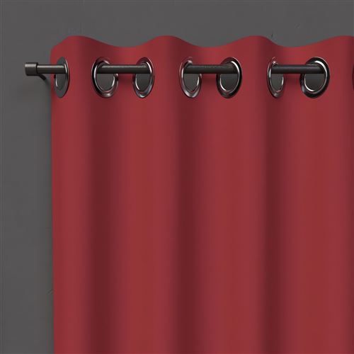 Rideau à oeillets occultant - 140 x 180 cm - Rouge