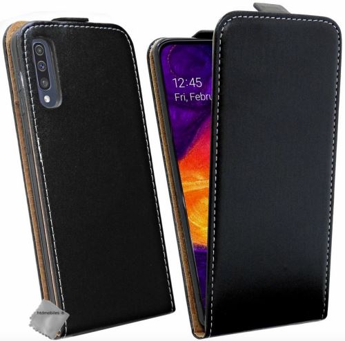 Housse etui coque pochette PU cuir fine pour Samsung Galaxy A50 avec film ecran - NOIR