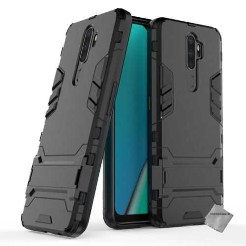 Housse etui coque rigide anti choc pour Oppo A5 (2020) avec verre trempe - NOIR