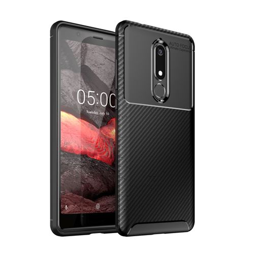 Coque en TPU fibre de carbone noir pour votre Nokia 5.1