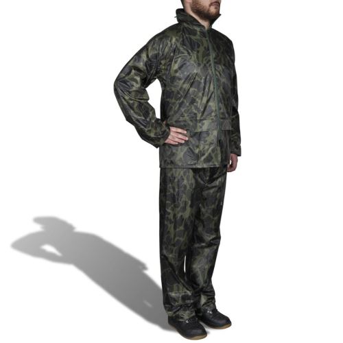 Regenpak 2-delig met capuchon (heren / camouflage / maat L)