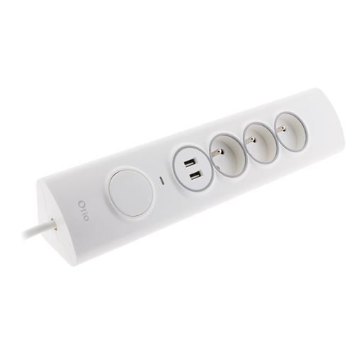 Otio Blanc - Multiprise D'angle 3P 16A + 1P 16A Latérale + 2 Usb Parafoudre Précâblée
