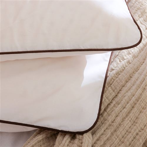 Oreiller latex naturel et taie d'oreiller percale Someo 60x60 Oreiller latex naturel et taie d'oreiller percale Someo 60x60