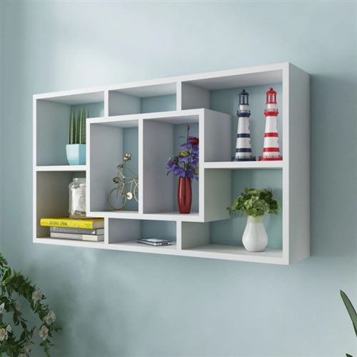 Vidaxl Blanc Étagère Murale D'affichage 8 Compartiments - Image 3