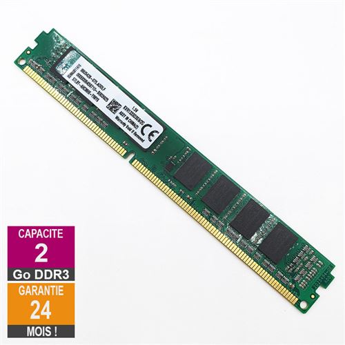 Barrette Mémoire 2Go Ram Ddr3 Kingston Kvr1333D3S9/2G Dimm Pc3-10600U 1Rx8 Lp
