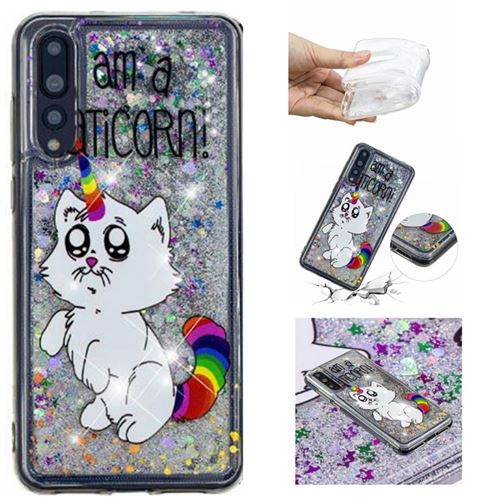 Coque en TPU sables mouvants pattern je suis un caticorne pour votre Huawei P20 Pro