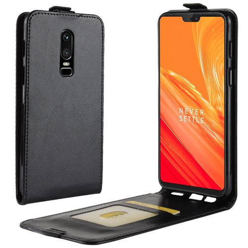 Etui en PU flip vertical noir pour votre OnePlus 6