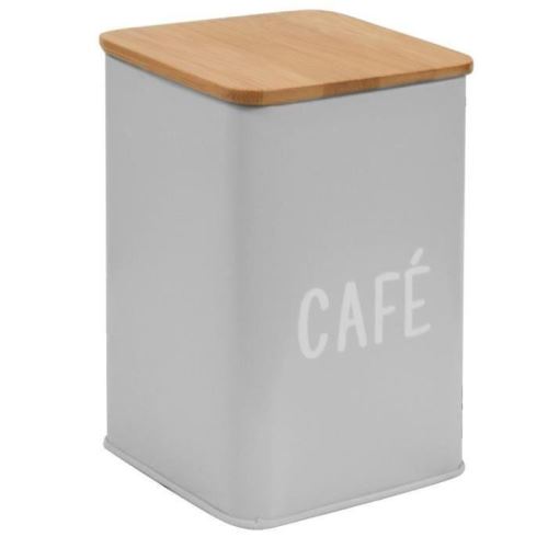 Frandis boîte a café en métal et bois - 9,5 x 9,5 x 14 cm - gris mat 040252