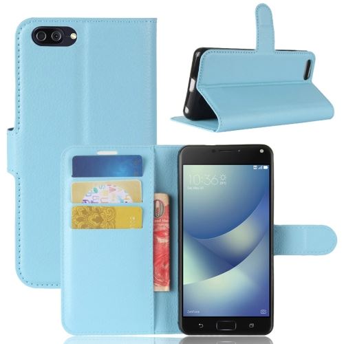 Asus Zenfone 4 Max (ZC520KL) Housse Etui Cuir PU Texture Litchi Bleu ALS49935