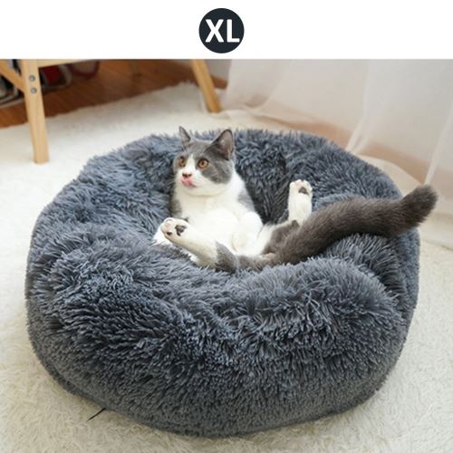 Meilleurs prix pour Rond en Peluche pour Animal Domestique Nest Deep Sleep Pet Matelas épais Chaud Chien Chat Chaton Lit Litière 80cm Gris foncé