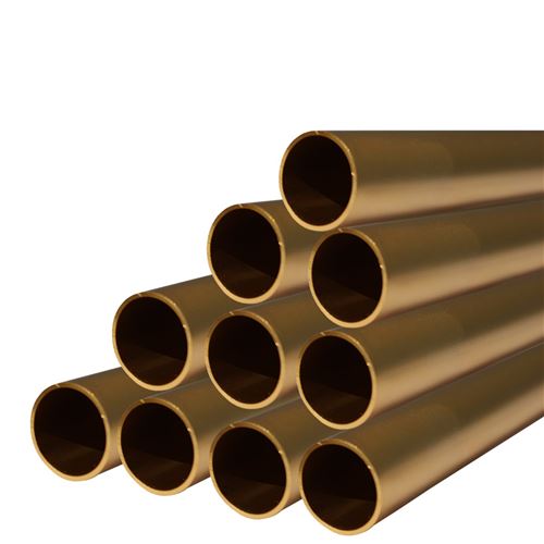 Lot de 10_Tube aluminium anodisé longueur 100 cm Ø 30 mm Doré
