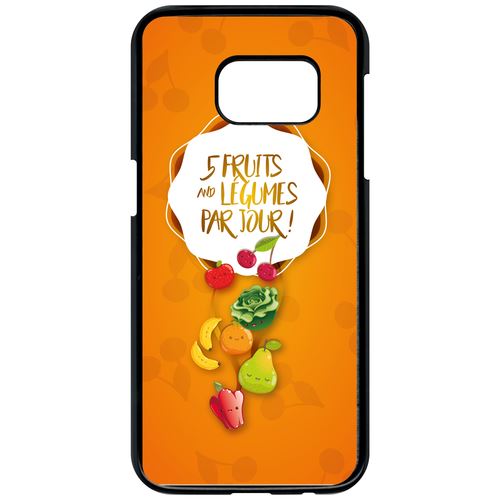 Coque Samsung Galaxy S7 5 Fruits Et Legumes Fond Orange