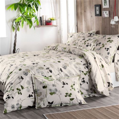Drap coton brut Feuillages TRADILINGE - 240 x 310 cm