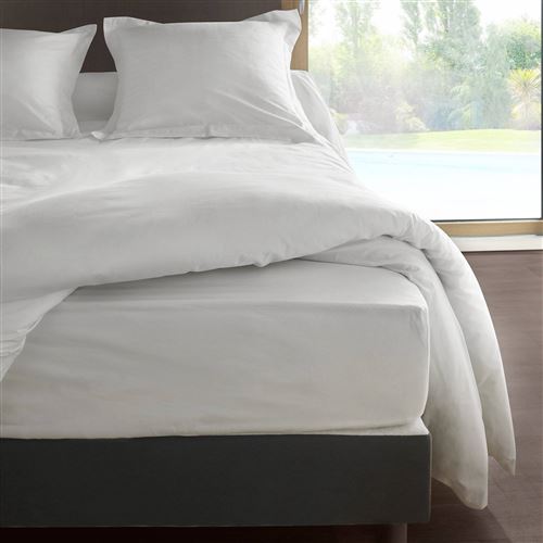 Drap housse percale M&eacute;line 2 LABELISSIM - Blanc - 90 x 190 cm