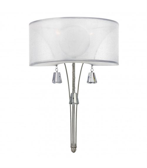 Applique Mime, nickel brossé et cristal, 2 ampoules