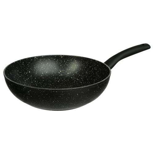 Wok en aluminium - D. 28 cm - Effet pierre noire 