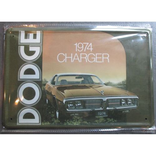 plaque dodge charger 1974 tole pub style vielle affiche meta