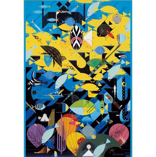 Puzzle 1000 Pièces : Charley Harper : Le récif corallien, Pomegranate