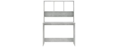 Bureau informatique avec étagères Gris béton 110x45x157cm Aggloméré