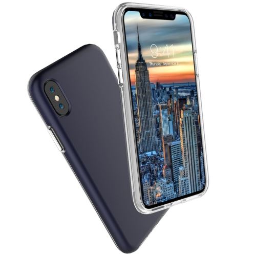 Iphone X / Xs Coque Protection Plastique Effet Chromé Bleu Foncé Als80735