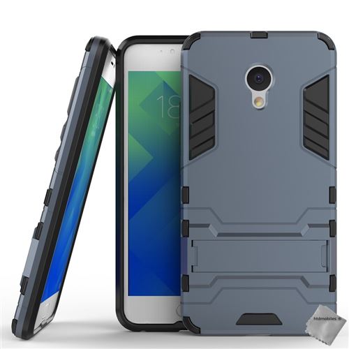 Housse etui coque rigide anti choc pour Meizu M5 avec film ecran - BLEU FONCE