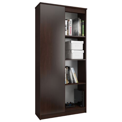 FRIDA | Meuble de rangement multi-fonctionnel 180x80x35 cm | Bibliothèque moderne salon/séjour/bureau 8 niches + 1 porte | Wenge