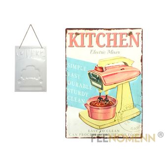 Plaque Metal Deco Vintage Effet Relief Cuisine Kitchen Robot Mixeur Electrique 30x40cm Achat Prix Fnac