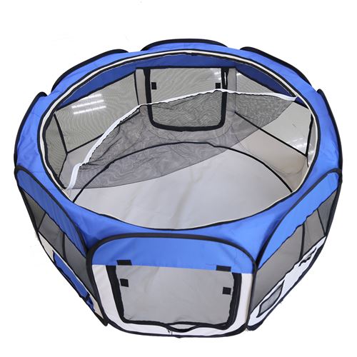 Hawoola Parc à Chiots de Octogonal en Polyester couvert de PVC Pliable pour Petits Animaux- bleu