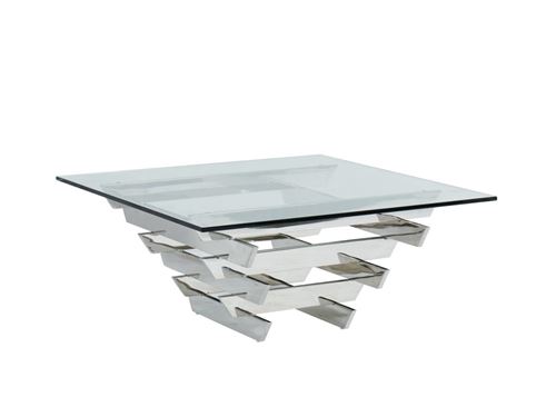Table basse design CASTELLANA - Verre trempé & métal