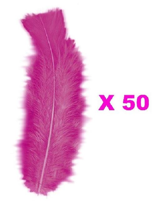Plumes Droites Rose Fuchsia(15cm) - Lot de 50