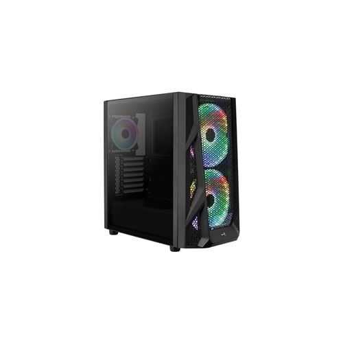 aerocool boitier moyen tour atx aerocool airhawk duo rgb avec panneaux vitrés (noir) noir