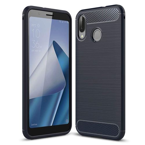Coque Souple en Gel Silicone pour Asus Zenfone Max M1 ZB555KL / ZB556KL Carbone effet Brossé - Bleu