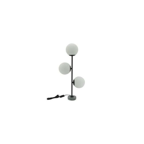 GLOBES Lampe 3 tetes - Base en marbre - Métal et verre - 33 x 11 x H.70 cm - Noir - E14 (x3) 25W