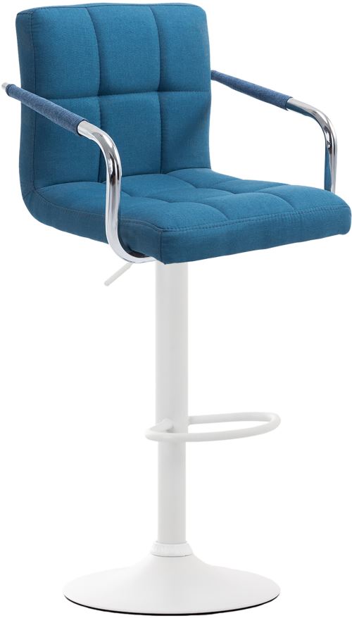 Tabouret de bar Lucy V2 en Tissu et piètement en Métal , Bleu/Blanc