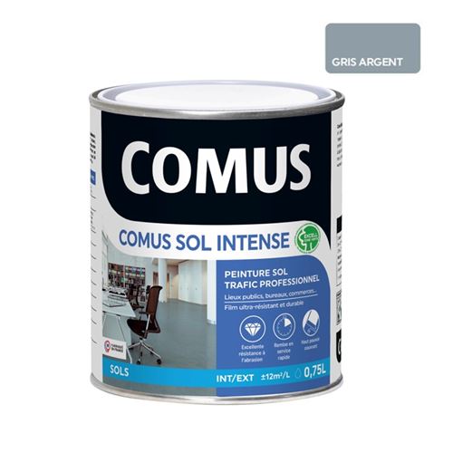 Comus Sol Intense Gris Argent 0,75l Peinture Sols Intérieurs Et Extérieurs, Trafic Intense/professionnel