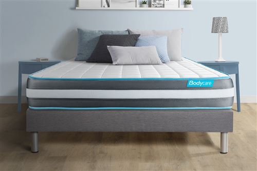 Ensemble 160x200 matelas BodyForm a Memoire de forme 3 zones + sommier kit gris