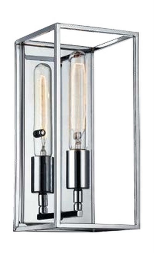 HOMEMANIA Lampe Murale Telaio - Applique - pour Séjour, Chambre - Transparent, Chrome en Métal, Verre, 15 x 15 x 30 cm, 1 x E27, Max 60 W