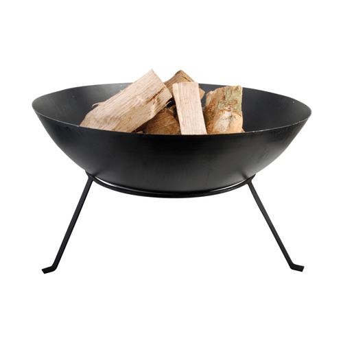Chauffage brasero de terrasse en métal noir avec support, 57 cm x 57 cm H 33 cm