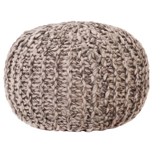 vidaXL Pouf tricoté à la main Gris clair 50x35cm Tissu Aspect de laine