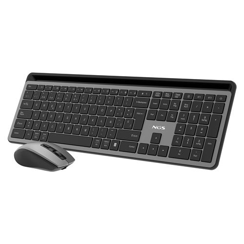 KIT NGS ECLIPSE : KIT CLAVIER ET MOUSE MULTI-MODE SILENCIEUX (2.4GHz, BT1 et BT2) RECHARGEABLE AVEC 12 TOUCHES MULTI-MEDIA. PPP : 800/1200/1600 DISPOSITION: ESPAGNOL - QWERTY