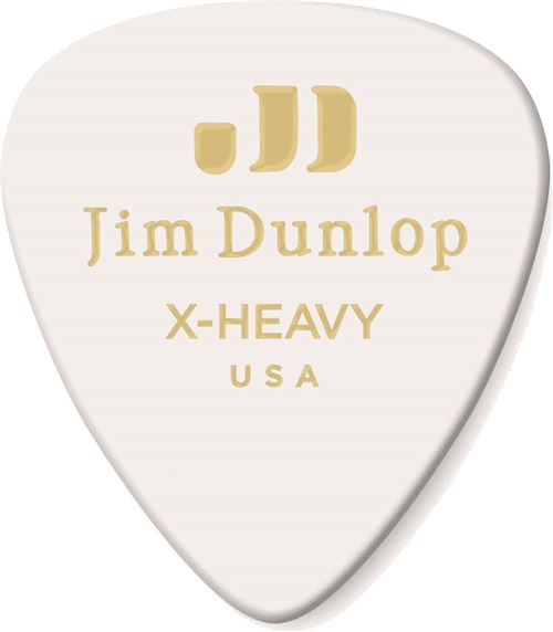 Dunlop 483P01EXH - Médiators Genuine Celluloid Classic, Pack de 12, white, extra heavy