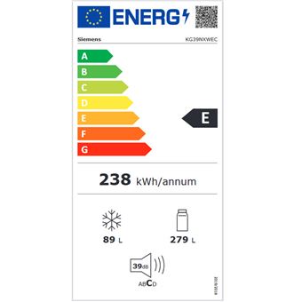 réfrigérateur combiné 60cm 368l nofrost - kg39nxwec