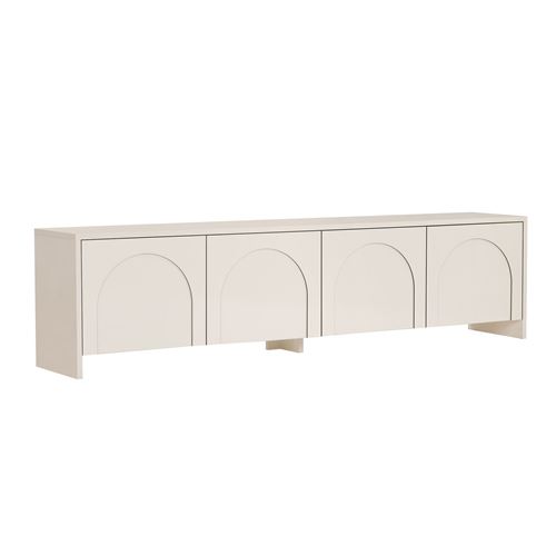 HANAH HOME Meuble TV en bois Aurelia - 180 x 32 x 45 cm - Cr&egrave;me