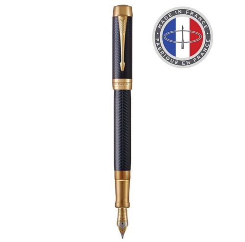 PARKER Duofold Prestige Centennial Stylo plume, Chevron Bleu, Plume fine en or 18K, Coffret cadeau