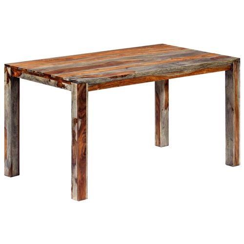 vidaXL Table de salle à manger Gris 140x70x76 cm Bois de Sesham solide
