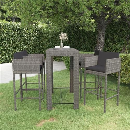 Non Communiqué Gris Vidaxl Ensemble De Bar De Jardin 5 Pcs Et Coussins Meubles D'extérieur Table Et Chaises De Patio Salon De Jardin Terrasse 3094785