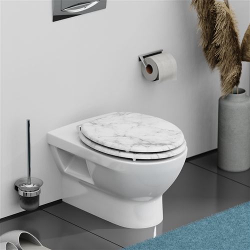 Schütte Abattant WC en MDF MARMOR STONE avec frein de chute, emballage brun e-commerce