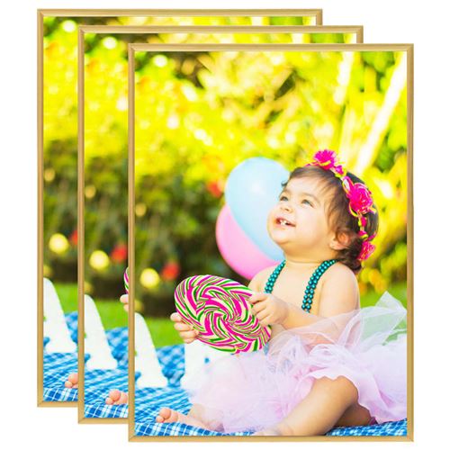 vidaXL Collage de cadres photo 3 pcs de mur table Doré 18x24 cm MDF